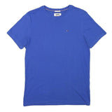 TOMMY HILFIGER Mens Blue S Crew Neck Short Sleeve T-Shirt Cotton Blend