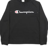 CHAMPION Mens Black Hoodie L Cotton Blend Pullover Hooded Sweatshirt