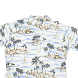PIERRE CARDIN Mens White Blue Tropical Print Shirt 2XL Cotton Blend Casual