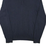 TOMMY HILFIGER Mens Navy Plain Pullover Roll Neck Basic Knit L Wool Blend Jumper