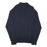 TOMMY HILFIGER Mens Navy Plain Pullover Roll Neck Basic Knit L Wool Blend Jumper