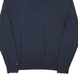 TOMMY HILFIGER Mens Navy Plain Pullover Roll Neck Basic Knit L Wool Blend Jumper