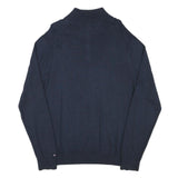 TOMMY HILFIGER Mens Navy Plain Pullover Roll Neck Basic Knit L Wool Blend Jumper