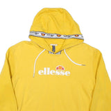 ELLESSE Womens Yellow Crop Hoodie UK 10 Logo Printed Hooded Sweatshirt