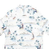CAMPIA MODA Mens White Blue Sailboat Print Rayon Shirt M Summer Vacation Style