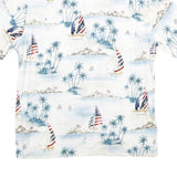 CAMPIA MODA Mens White Blue Sailboat Print Rayon Shirt M Summer Vacation Style
