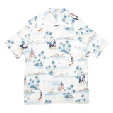 CAMPIA MODA Mens White Blue Sailboat Print Rayon Shirt M Summer Vacation Style