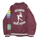Womens Burgundy & White Figure Skating Jacket L Polyester Button Bomber