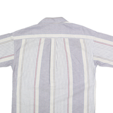 LOAFERS Mens Blue & White Stripe Cotton Blend Shirt L Casual Summer Short Sleeve
