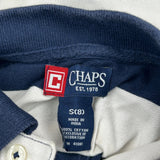 Age 8 Chaps Ralph Lauren Striped Polo Shirt - Small Navy Cotton