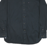 TOMMY HILFIGER Mens Black Shirt M Cotton Blend Button Neck Casual