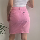 Best Company Denim Skirt - 26W UK 6 Pink Cotton