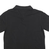 TOMMY HILFIGER Mens Black Short Sleeve Plain Polo Shirt XL Cotton Blend Classic