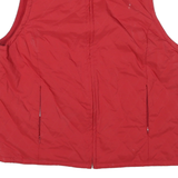 Mens Red Quilted Sleeveless Jacket M Polyester Blend Zip Outdoor Casual