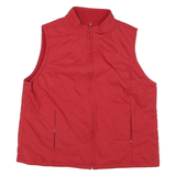 Mens Red Quilted Sleeveless Jacket M Polyester Blend Zip Outdoor Casual