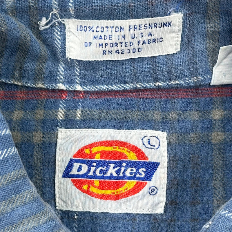 Dickies Checked Flannel Shirt - Large Blue Cotton