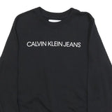 CALVIN KLEIN JEANS Mens Black Crew Neck XS Logo Sweatshirt Cotton Blend