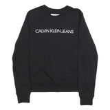 CALVIN KLEIN JEANS Mens Black Crew Neck XS Logo Sweatshirt Cotton Blend