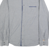 BOSS Mens Blue & White Striped Shirt Cotton M Button Closure Long Sleeve Regular