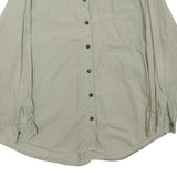 H&M Womens Beige Cotton Blend Shirt Long Sleeve Collared S Casual Relaxed Fit