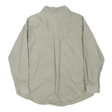 H&M Womens Beige Cotton Blend Shirt Long Sleeve Collared S Casual Relaxed Fit