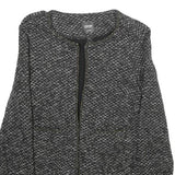 CHICOREE Womens Black and White Textured Classic Jacket XS Polyester Tweed