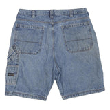 WRANGLER Mens Workwear Blue Denim Shorts L W36 Loose Fit Cotton Blend Button