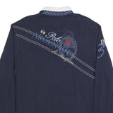 LA MARTINA Mens Navy Blue Polo Shirt XL Cotton Blend Long Sleeve Embroidered ARG