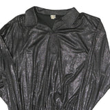 HEBERT Womens Black Printed Sports Top Long Sleeve Collared M Shiny