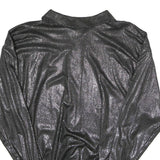 HEBERT Womens Black Printed Sports Top Long Sleeve Collared M Shiny