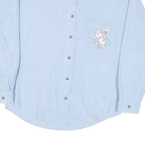 PRINCIPLES Womens Blue Shirt M Embroidered Floral Cotton Blend Button-Down