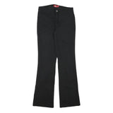 DICKIES Womens Cotton Blend Black Regular Fit Flared Trousers W27 L30 Workwear