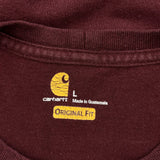 Carhartt Long Sleeve T-Shirt - Large Burgundy Cotton