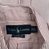 Ralph Lauren Striped Shirt - Large Red Cotton