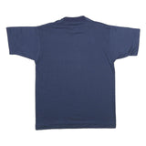 Mens Navy Blue Plain Cotton Blend T-Shirt L Short Sleeve Crew Neck Comfortable