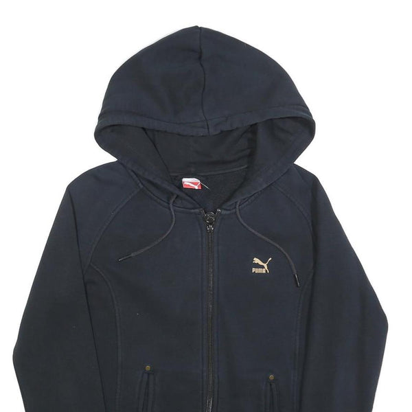 PUMA Womens Black Zip Hoodie M Cotton Blend Casual Lightweight Sweatshirt