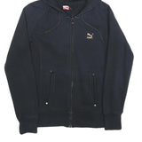 PUMA Womens Black Zip Hoodie M Cotton Blend Casual Lightweight Sweatshirt