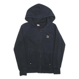 PUMA Womens Black Zip Hoodie M Cotton Blend Casual Lightweight Sweatshirt