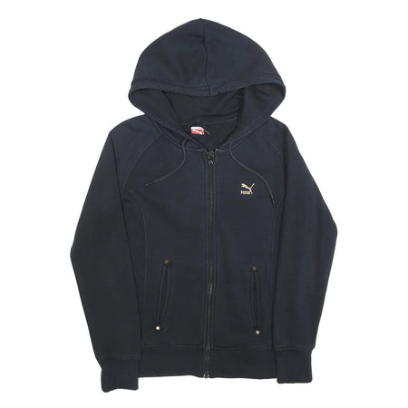 PUMA Womens Black Zip Hoodie M Cotton Blend Casual Lightweight Sweatshirt