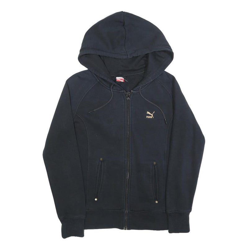 PUMA Womens Black Zip Hoodie M Cotton Blend Casual Lightweight Sweatshirt