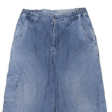 Mens Blue Casual Cotton Blend Cargo Shorts M W32 Button Closure