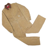 CARHARTT Mens Beige Cotton Loose Dungarees L W42 L28 Workwear Utility Overalls