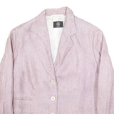 BOGNER Womens Pink Linen Jacket XL Woven Button Closure Classic Fit Lightweight