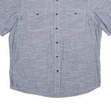 WOOLRICH Mens Blue Shirt XL Cotton Short Sleeve Button Front Casual
