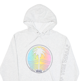 VANS Mens White Cotton Blend Hoodie M Off The Wall Pullover Graphic Print