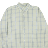 NAUTICA Mens Cream & Blue Checked Shirt XL Cotton Blend Button-Down Collar Long