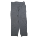 DICKIES Mens Cotton Blend Grey Regular Straight Trousers W32 L32 Durable