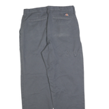 DICKIES Mens Cotton Blend Grey Regular Straight Trousers W32 L32 Durable