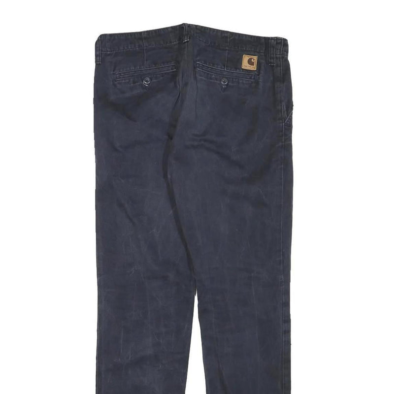 CARHARTT WIP Mens Blue & Navy Slim Straight Cotton Blend Trousers W31 L31 Casual