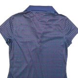 TOMMY HILFIGER Womens Blue Short Sleeve Geometric Polo Shirt S Polyester Blend
